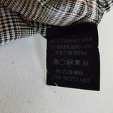 Anna Sui Houndstooth Plaid Cotton Bow Tie Blazer Jacket Womens 0 Black White Zip