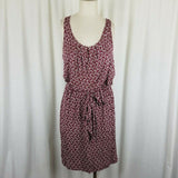Ann Taylor Loft Blouson Scoop Neck Tie Waist Summer Dress Womens M Brick Red