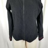 Woolrich Wool Embroidered Floral Full Zip Up Cardigan Sweater Jacket Womens M