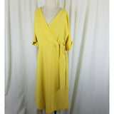 Ann Taylor Factory Wrap Side Tie Yellow Chiffon Midi Dress Womens S NWT $110