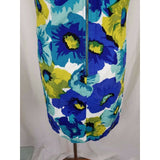Ann Taylor Loft Garden Party Floral Dress Womens 8 Barkcloth Woven Hawaiian Blue