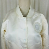 Adidas x Dehen McDonalds Silky Satin Bomber Baseball Jacket Womens L Ivory USA