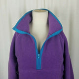 Woolrich Teton Pullover 1/4 Zip Up Fleece Jacket Womens L Purple Turquoise USA
