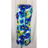 Ann Taylor Loft Garden Party Floral Dress Womens 8 Barkcloth Woven Hawaiian Blue