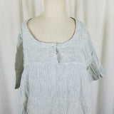 Anavila Pinstriped Linen Tunic Long Blouse Top Womens S Designer Mini Dress