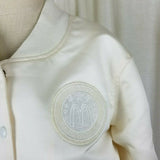 Adidas x Dehen McDonalds Silky Satin Bomber Baseball Jacket Womens L Ivory USA