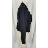 Ann Taylor Loft Petites Cropped Ruffled Tailored Black Wool Jacket Womens sz 6P