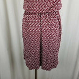 Ann Taylor Loft Blouson Scoop Neck Tie Waist Summer Dress Womens M Brick Red