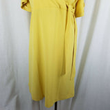 Ann Taylor Factory Wrap Side Tie Yellow Chiffon Midi Dress Womens S NWT $110