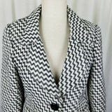 Z By Zelda Black & White Cropped Wool Chevron Striped Jacket Blazer Womens 6 USA