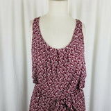 Ann Taylor Loft Blouson Scoop Neck Tie Waist Summer Dress Womens M Brick Red