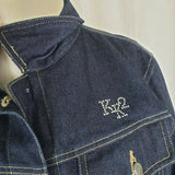 Karl Kani KK2 Jewels Denim Blue Jean Trucker Jacket Womens M Hip Hop Streetwear