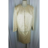 Zola Evening 3 Piece Satin Sheen Jacket Skirt Blouse Set Outfit Womens L Formal