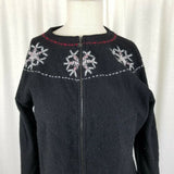 Woolrich Wool Embroidered Floral Full Zip Up Cardigan Sweater Jacket Womens M