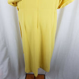 Ann Taylor Factory Wrap Side Tie Yellow Chiffon Midi Dress Womens L NWT $110