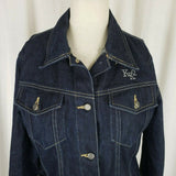 Karl Kani KK2 Jewels Denim Blue Jean Trucker Jacket Womens M Hip Hop Streetwear