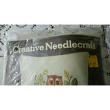 70's Sultana Wise One Owl 13" Decorative Pillow Kit Wool Crewel Yarn Fabric USA