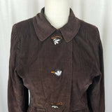 Adidas Germany Corduroy Blazer Jacket Womens M Chocolate Brown Knit Cuffs 2005