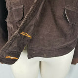 Adidas Germany Corduroy Blazer Jacket Womens M Chocolate Brown Knit Cuffs 2005