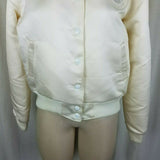 Adidas x Dehen McDonalds Silky Satin Bomber Baseball Jacket Womens L Ivory USA