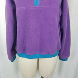 Woolrich Teton Pullover 1/4 Zip Up Fleece Jacket Womens L Purple Turquoise USA