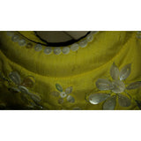 Yellow Floral Silk Sea Shells Wooden Handles Handbag Bag Clutch Purse Flowers