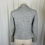 Z By Zelda Black & White Cropped Wool Chevron Striped Jacket Blazer Womens 6 USA