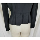 Ann Taylor Loft Petites Cropped Ruffled Tailored Black Wool Jacket Womens sz 6P