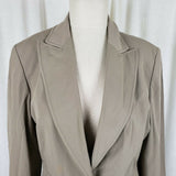 Ann Taylor Stretch Peak Lapel Single Button Tan Khaki Blazer Jacket Womens 8