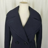 American Eagle Wool Military Double Breasted Peacoat Jacket Womens S Navy Blue