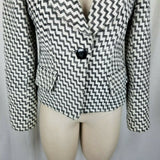 Z By Zelda Black & White Cropped Wool Chevron Striped Jacket Blazer Womens 6 USA