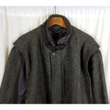 Vintage Bogner Herringbone Tweed Wool Leather Bomber Jacket Mens XL 50 Western Germany