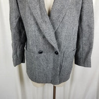 VTG Giorgio Sant Angelo Double Breasted Wool Herringbone Blazer Jacket Womens 12