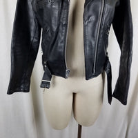 Sears The Leather Shop Motorcycle Biker Bomber Jacket Womens XS 8 Punk Grunge