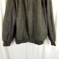 Vintage Bogner Herringbone Tweed Wool Leather Bomber Jacket Mens XL 50 Western Germany