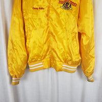 Vtg Whiskey Pete's Casino Yellow Satin Bomber Baseball Jacket Mens L 42 44 USA