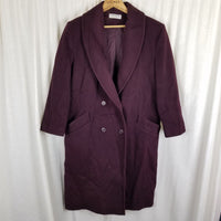Vtg Forecaster Shawl Collar Double Breasted Wool Peacoat Womens 13 14 Burgundy