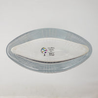 Global Views Oval Etched Clear Glass Grid Map Vase Portugal 10 in Weighted