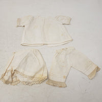 Vintage Antique Baby Doll Clothes Lot Pink Gingham Dress Skirt Pantaloons 18"