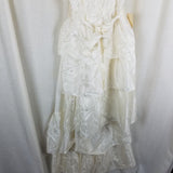 Vtg NWT 70s Tiered Ruffled Lace Short Maxi Dress Victorian Cream Diamonds Run 5