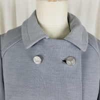 Vintage Mid Century Mod Double Breasted Woven Wool Swing Peacoat Cloak Womens S