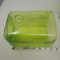 Vintage Graduated Size Mug Handles Square Bubble Glass Vase Cups Set of 3 Lime