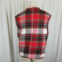Vintage Cenza Wool Button Up Buffalo Shadow Plaid Vest Womens M Red Black White