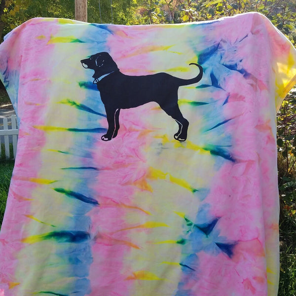 Vintage The Black Dog Marthas Vineyard Tie Dye Throw Blanket Sweatshirt Material