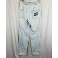 Vtg UnionBay Buckle Back High Waist Acid Bleached Jeans Blue Denim Womens 33 80s