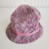Vintage Kangol Cascade England Pink Angora Fur Bucket Hat Belted Womens England