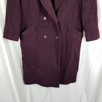Vtg Forecaster Shawl Collar Double Breasted Wool Peacoat Womens 13 14 Burgundy
