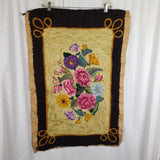 Vintage Antique Hand Hooked Floral Area Rug Mat Bathmat Door Entry 24x27 Wool