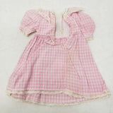 Vintage Antique Baby Doll Clothes Lot Pink Gingham Dress Skirt Pantaloons 18"