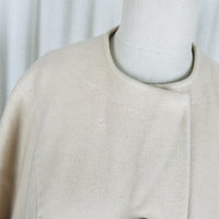 Vintage Cashmere Mink 50s 60s Jackie O Mod MCM Wool Collarless Peacoat Womens 12